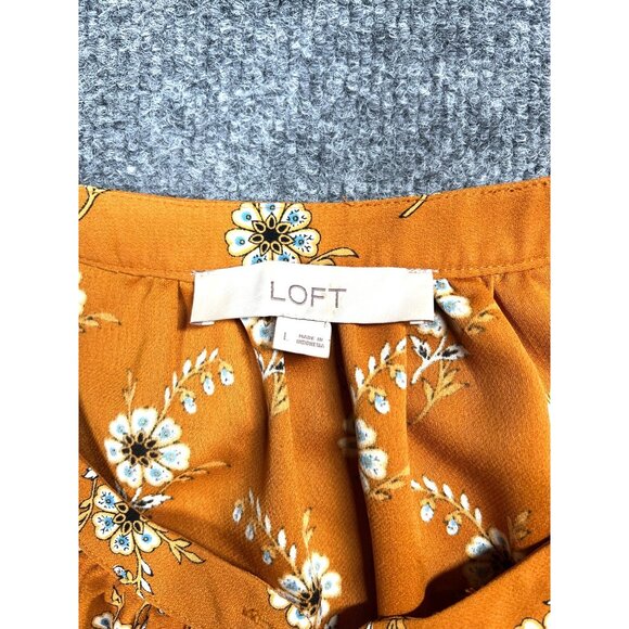 LOFT Women's Floral Print Long Sleeve Mini Dress With tie L fall look - Picture 4 of 8